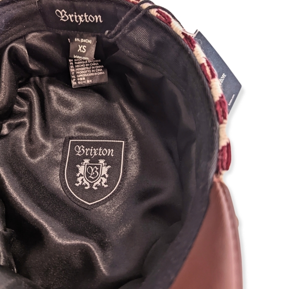 Brixton Albany Burgundy and Cream Striped Cap - Picture 4 of 4